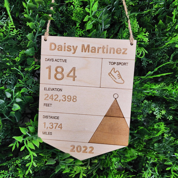 STRAVA Year Totals (2022 Format) Wood Tile - Personalized
