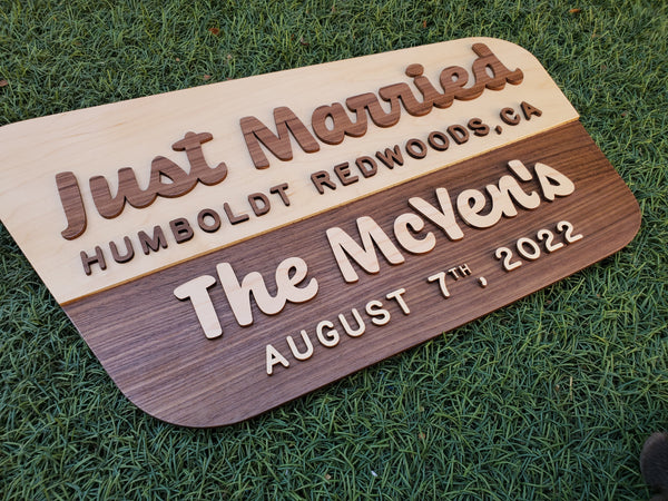 "Just Married" National Forest Wood Sign