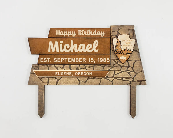 National Forest Park Sign Cake Topper v1
