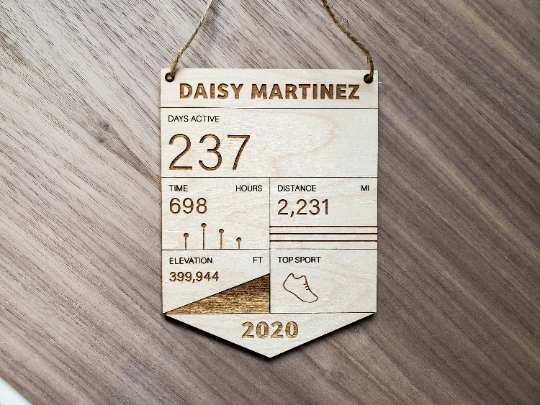 STRAVA Year Totals (2020 Format) Wood Tile - Personalized