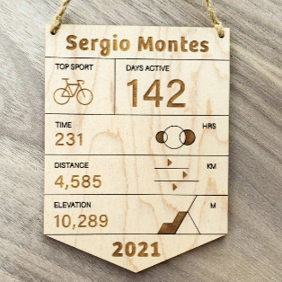 STRAVA Year Totals (2021 Format) Wood Tile - Personalized