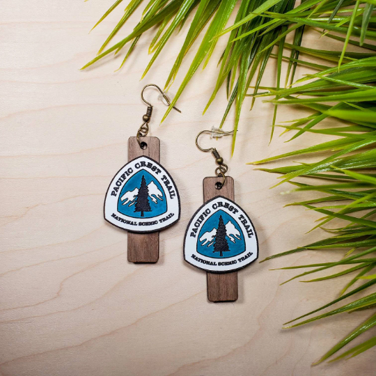 PCT/CDT/AT Trail Sign on Post Wood Hand Painted Earrings