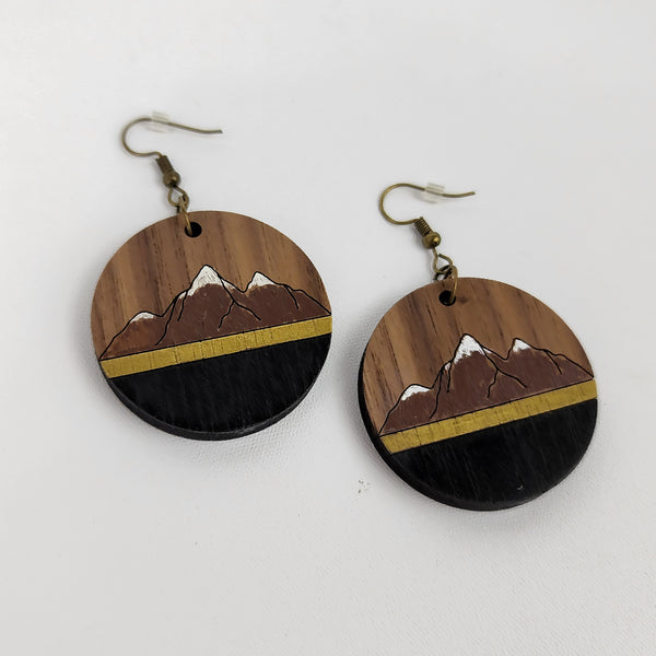 Round Wood Mountain Earrings