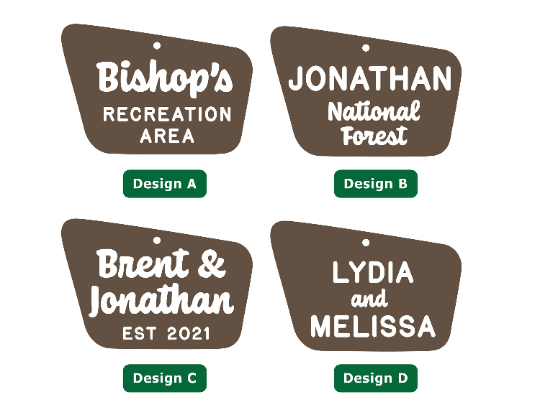 Walnut/Acrylic National Forest Sign Tree Ornament - Personalized