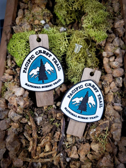 PCT/CDT/AT Trail Sign on Post Wood Hand Painted Earrings