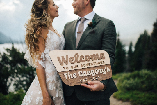 "We Eloped" National Forest Wood Sign