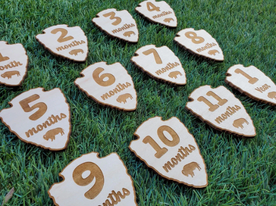 Twelve Month Baby Milestones - National Park Service Wood Signs