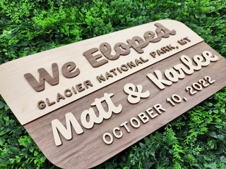 "We Eloped" National Forest Wood Sign