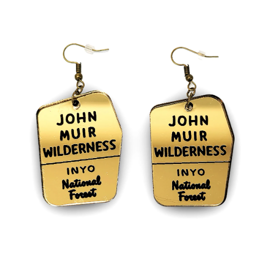 John Muir Wilderness Sign Wood/Acrylic Earrings
