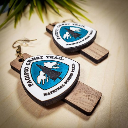 PCT/CDT/AT Trail Sign on Post Wood Hand Painted Earrings