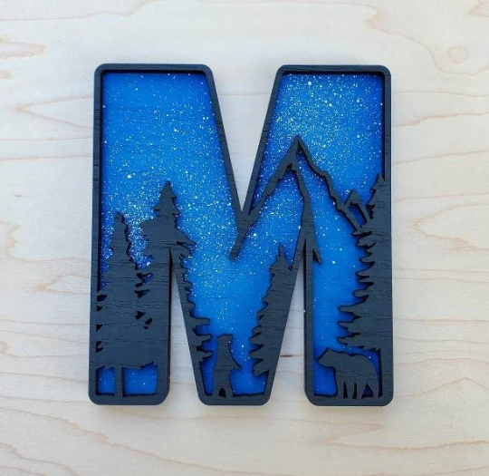 Large Wilderness Silhouette Wood Letter Wall Décor