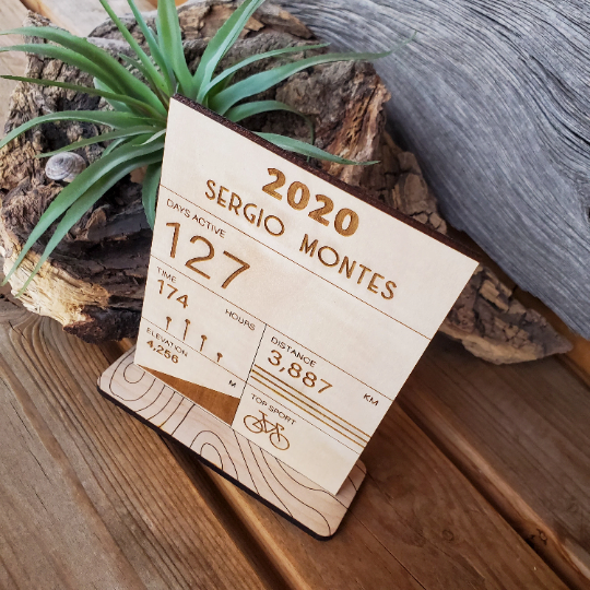 STRAVA Year Totals (2020 Format) Wood Tile - Personalized