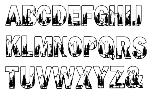 Large Wilderness Silhouette Wood Letter Wall Décor