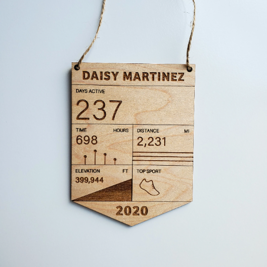 STRAVA Year Totals (2020 Format) Wood Tile - Personalized