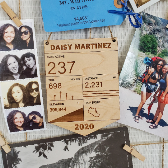 STRAVA Year Totals (2020 Format) Wood Tile - Personalized