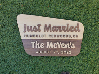 "Just Married" National Forest Wood Sign
