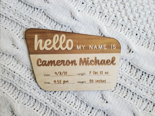 National Forest Baby Announcement Keepsake - Engraved Stats