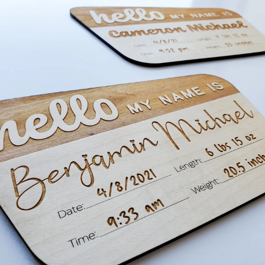 National Forest Baby Announcement Keepsake - Engraved Stats