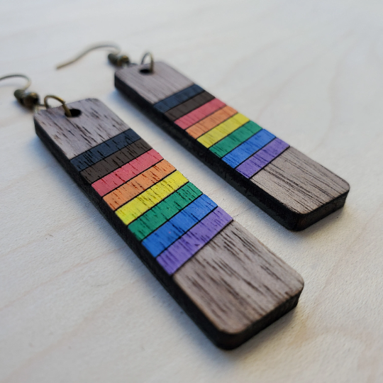 Rainbow Wood Earrings